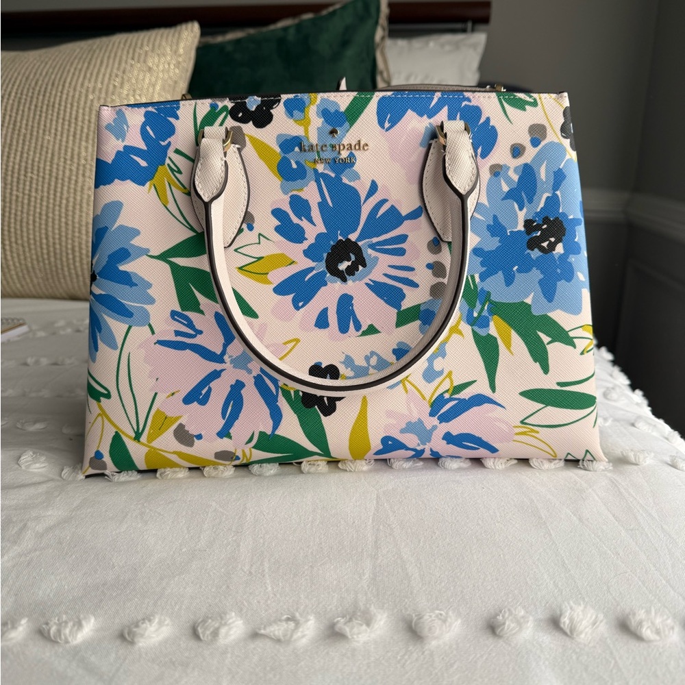 kate spade Pink Floral Tote with Blue and Green Accents